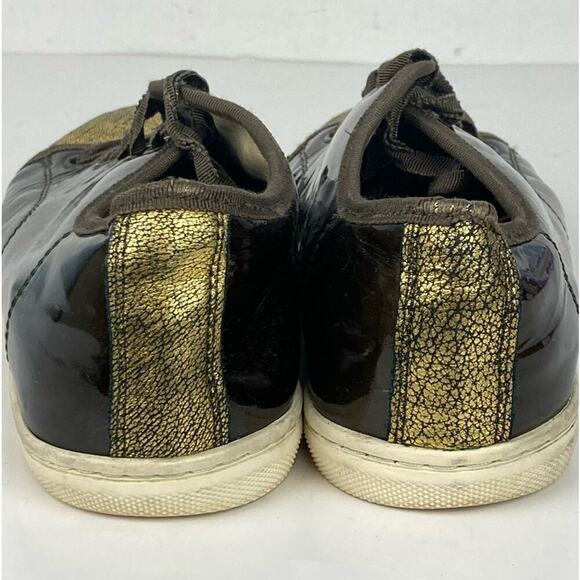 LANVIN PARIS Leather Patent Sneakers Brown/Gold Crackel    EU 36/US 6 - Picture 5 of 11